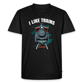 train - Men's Premium Organic T-Shirt - black - Front - Nico (187cm)