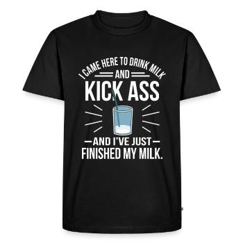 Lait - T-shirt Premium bio Homme - noir - Devant - Nico (187cm)