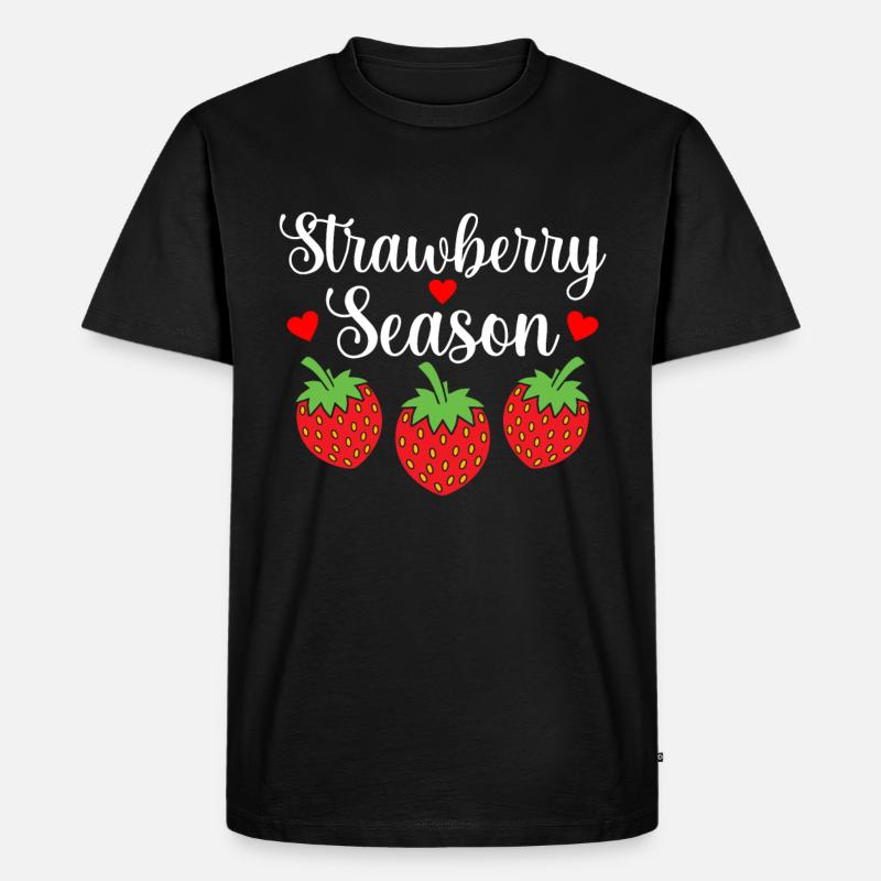 Erdbeere - Männer Premium Bio T-Shirt - Schwarz