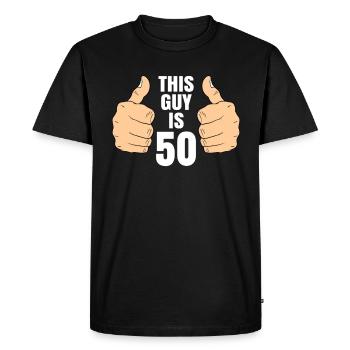 50e anniversaire - T-shirt Premium bio Homme - noir - Devant - Nico (187cm)