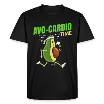 Avocado Running Funny Gift - Men's Premium Organic T-Shirt - black - Front - Nico (187cm)