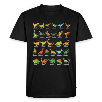 Dinosaurier-Arten 28 Dinosaurier mit Namen Dino - Männer Premium Bio T-Shirt - Schwarz - Vorne - Nico (187cm)