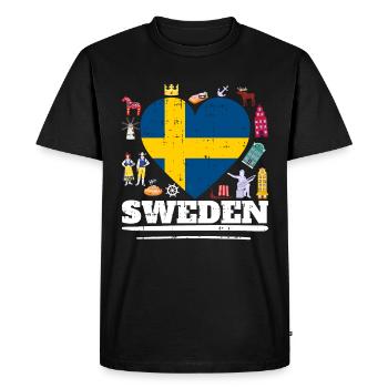 Schweden - Männer Premium Bio T-Shirt - Schwarz - Vorne - Nico (187cm)