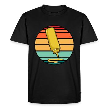 Mangez de la sauce moutarde squeeze cadeau - T-shirt Premium bio Homme - noir - Devant - Nico (187cm)