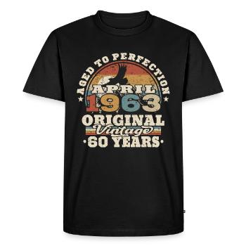 April 1963 - 60 years old - 60th birthday - Men's Premium Organic T-Shirt - black - Front - Nico (187cm)