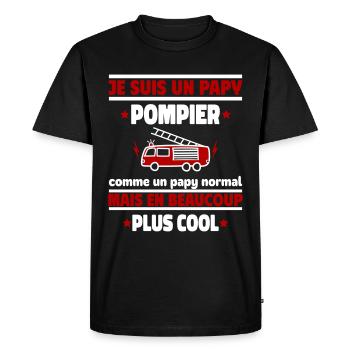 Je suis un papy pompier plus cool, cadeau noël - T-shirt Premium bio Homme - noir - Devant - Nico (187cm)