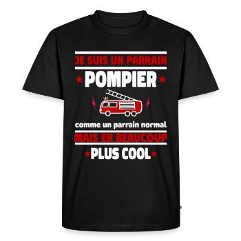 Je suis un parrain pompier plus cool, cadeau noël - T-shirt Premium bio Homme - noir - Devant - Nico (187cm)