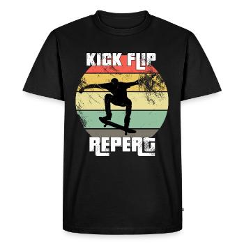Cadeau de patin à roulettes avec répétition Kick Flip - T-shirt Premium bio Homme - noir - Devant - Nico (187cm)