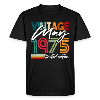 Millésime né mai 1975 Anniversaire mai 1975 - T-shirt Premium bio Homme - noir - Devant - Nico (187cm)