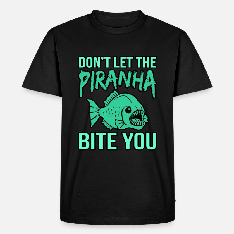 Piranha - Männer Premium Bio T-Shirt - Schwarz