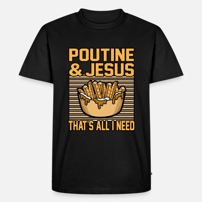 Poutine Kanadisches Fastfood - Männer Premium Bio T-Shirt - Schwarz