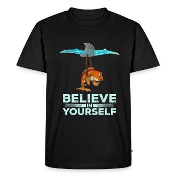 Requin de motivation - T-shirt Premium bio Homme - noir - Devant - Nico (187cm)