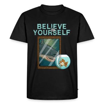 Requin de motivation - T-shirt Premium bio Homme - noir - Devant - Nico (187cm)