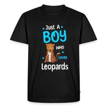 Juste un garçon qui aime les léopards - T-shirt Premium bio Homme - noir - Devant - Nico (187cm)