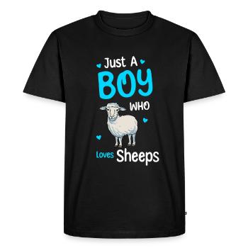 Only A Boy Who Loves Sheep - Men's Premium Organic T-Shirt - black - Front - Nico (187cm)