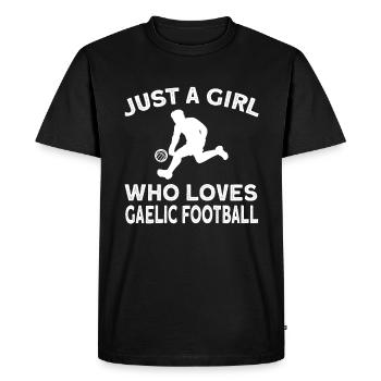 Girl Loves Gaelic Football - Men's Premium Organic T-Shirt - black - Front - Nico (187cm)