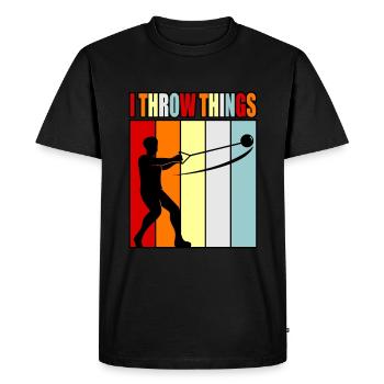 Je lance des choses marteau lancer - T-shirt Premium bio Homme - noir - Devant - Nico (187cm)