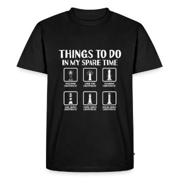 Activities in my spare time Lighthouse - Men's Premium Organic T-Shirt - black - Front - Nico (187cm)