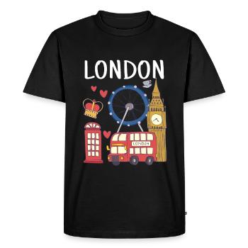 Londres - T-shirt Premium bio Homme - noir - Devant - Nico (187cm)