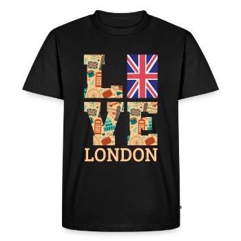 Londres - T-shirt Premium bio Homme - noir - Devant - Nico (187cm)