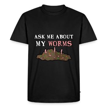 Saumon Saumon Pêche à la salmondine - T-shirt Premium bio Homme - noir - Devant - Nico (187cm)