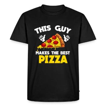 Pizza - Men's Premium Organic T-Shirt - black - Front - Nico (187cm)