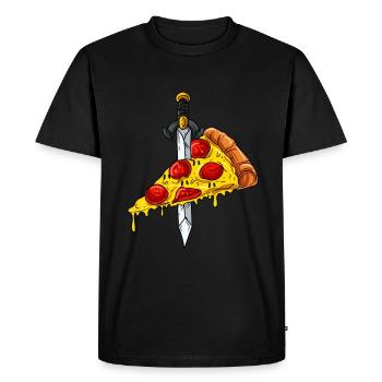 Pizza - Men's Premium Organic T-Shirt - black - Front - Nico (187cm)