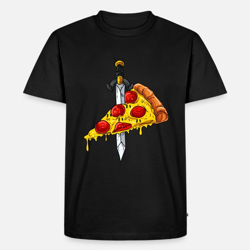 Pizza - Männer Premium Bio T-Shirt - Schwarz