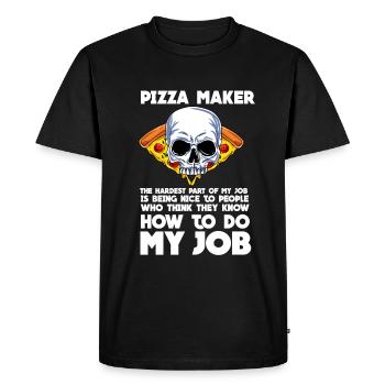 Pizza - Men's Premium Organic T-Shirt - black - Front - Nico (187cm)