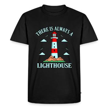 Lighthouse - Men's Premium Organic T-Shirt - black - Front - Nico (187cm)