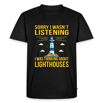 Lighthouse - Men's Premium Organic T-Shirt - black - Front - Nico (187cm)