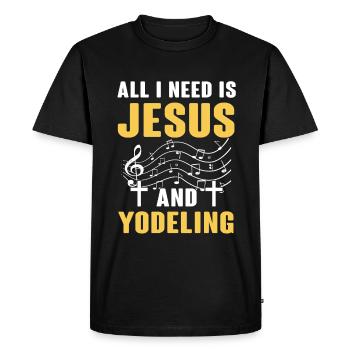 Yodel - Men's Premium Organic T-Shirt - black - Front - Nico (187cm)