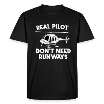 Real pilots don't need runways - Men's Premium Organic T-Shirt - black - Front - Nico (187cm)