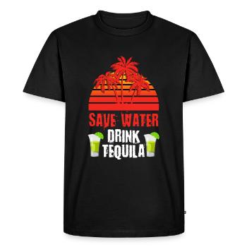Save water Drinking Tequila - Men's Premium Organic T-Shirt - black - Front - Nico (187cm)