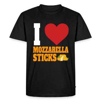 J’adore les bâtonnets de mozzarella - T-shirt Premium bio Homme - noir - Devant - Nico (187cm)