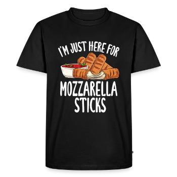 Je ne suis là que pour les bâtonnets de mozzarella - T-shirt Premium bio Homme - noir - Devant - Nico (187cm)