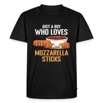 Just a boy who loves mozzarella sticks - Men's Premium Organic T-Shirt - black - Front - Nico (187cm)