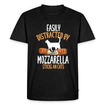 Easily distracted by mozzarella sticks and cat - Men's Premium Organic T-Shirt - black - Front - Nico (187cm)