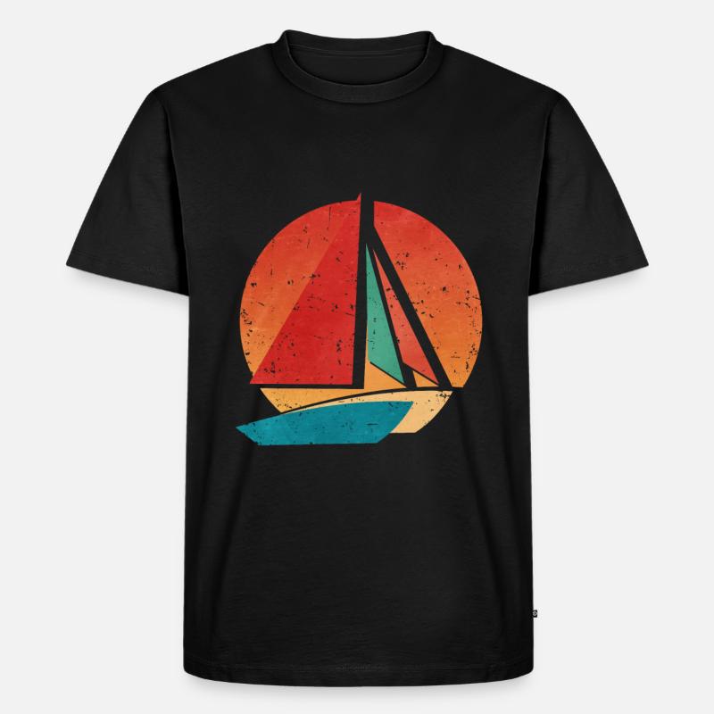 Retro Katamaran - Männer Premium Bio T-Shirt - Schwarz