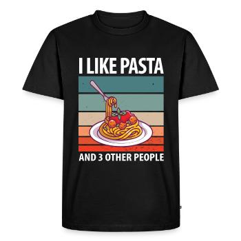 I like pasta and 3 other people - Men's Premium Organic T-Shirt - black - Front - Nico (187cm)