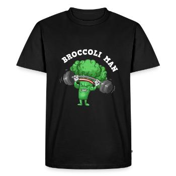 Broccoli Pumps Fitness Gift - Men's Premium Organic T-Shirt - black - Front - Nico (187cm)