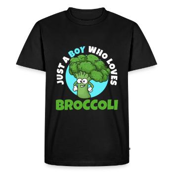 Just a boy who loves broccoli - Men's Premium Organic T-Shirt - black - Front - Nico (187cm)
