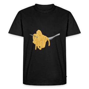Pasta Spaghetti Fork - Men's Premium Organic T-Shirt - black - Front - Nico (187cm)