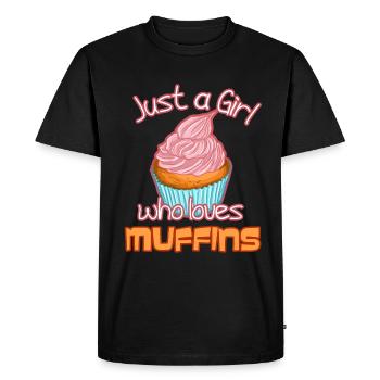 Just a girl who loves muffins - Men's Premium Organic T-Shirt - black - Front - Nico (187cm)