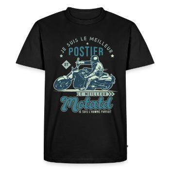 Motard le meilleur postier cadeau cool facteur - T-shirt Premium bio Homme - noir - Devant - Nico (187cm)
