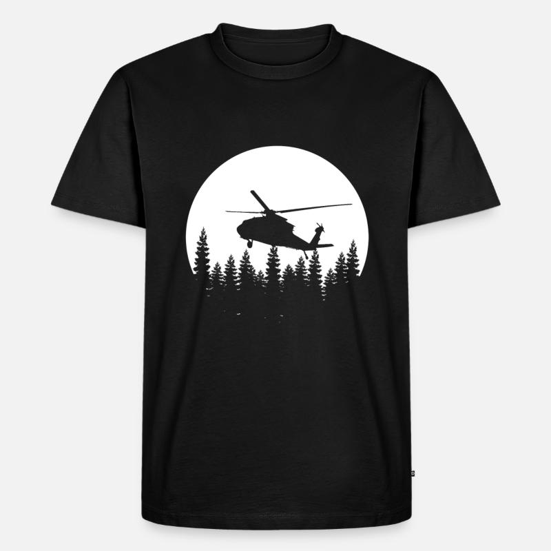 Retro Hubschrauber - Männer Premium Bio T-Shirt - Schwarz