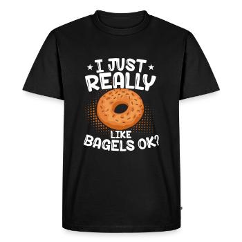 Bagel Gift Funny - Men's Premium Organic T-Shirt - black - Front - Nico (187cm)