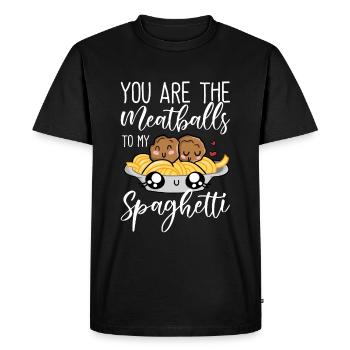 Spaghetti aux boulettes de viande drôle de cadeau italien - T-shirt Premium bio Homme - noir - Devant - Nico (187cm)