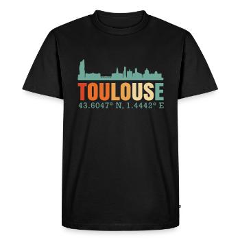 Toulouse France Skyline - T-shirt Premium bio Homme - noir - Devant - Nico (187cm)