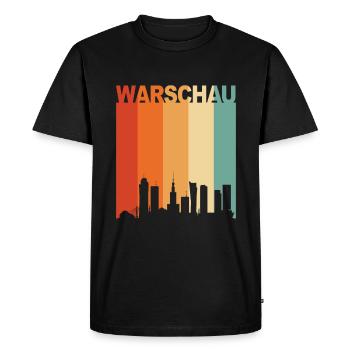 Varsovie Pologne Skyline - T-shirt Premium bio Homme - noir - Devant - Nico (187cm)